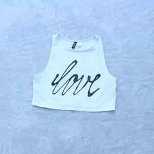 h&m cropped love graphic tank top